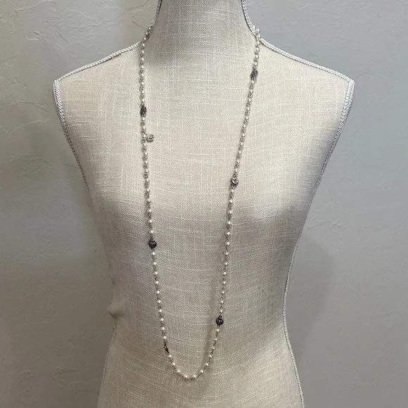 VSA PEARL BEADED WRAP NECKLACE 6MM PEARLS CREAM - NWT - Picture 2 of 11